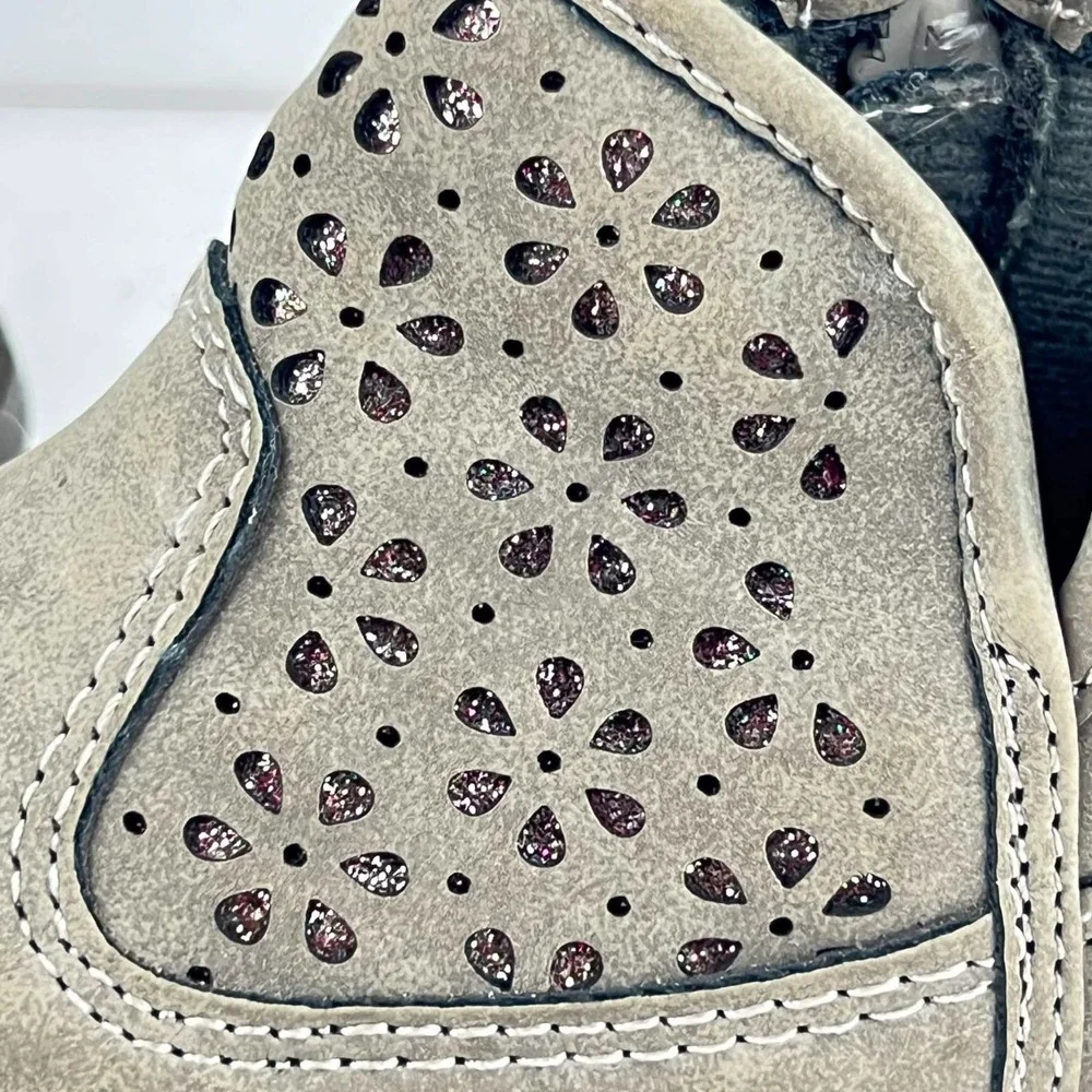 GUC OshKosh B'gosh Taupe Perforated Ankle Boots Zip Toddler Girls Size 6M